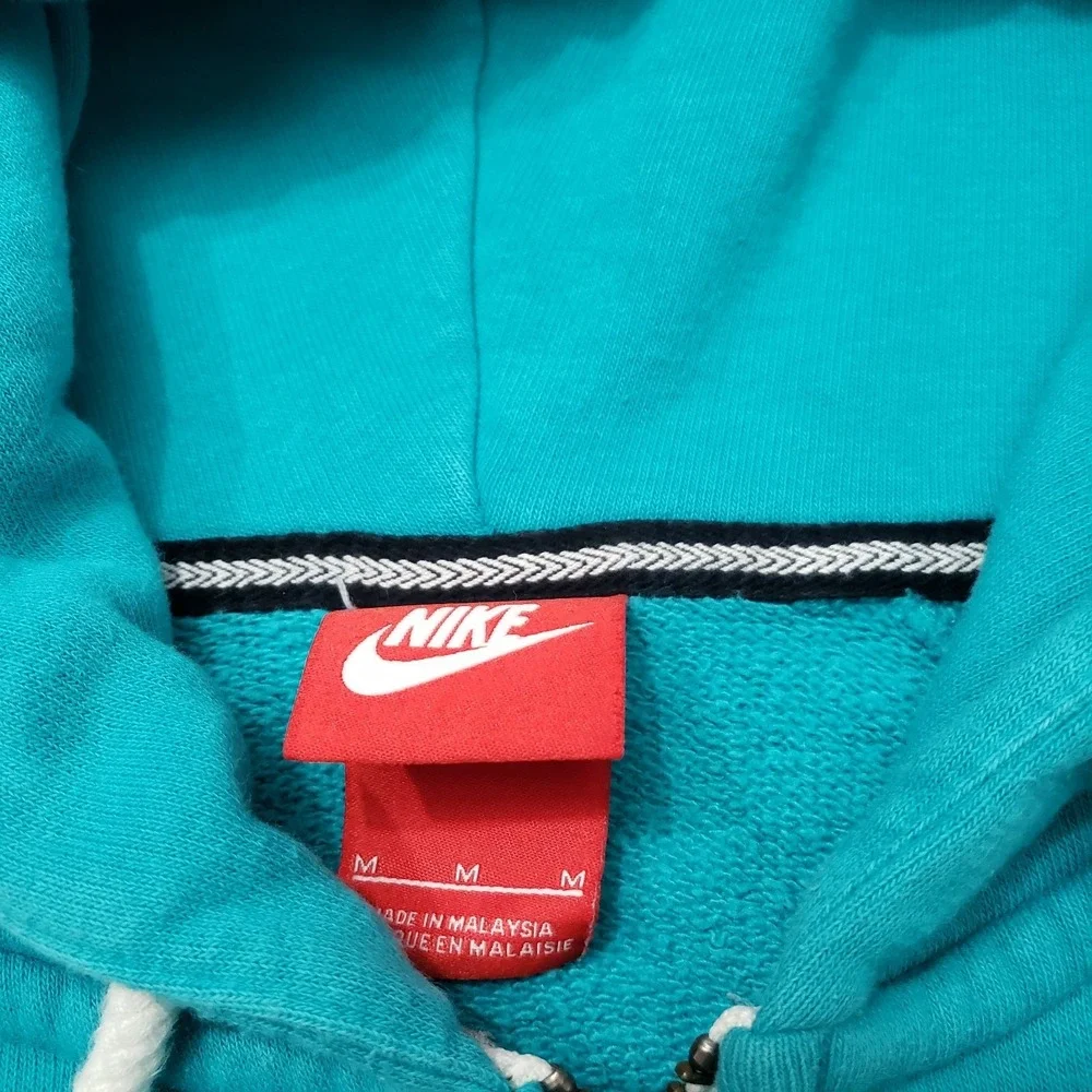 Nike Sweatshirt Womens Medium Green Full Zip Hooded Spell Out Fleece